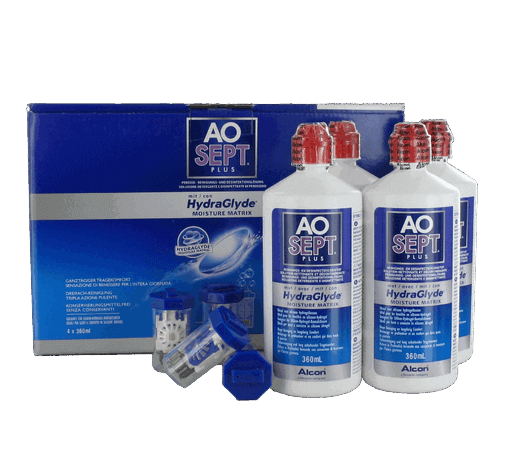 AOSEPT Plus mit HydraGlyde Systempack (4x360ml+4 Behälter)