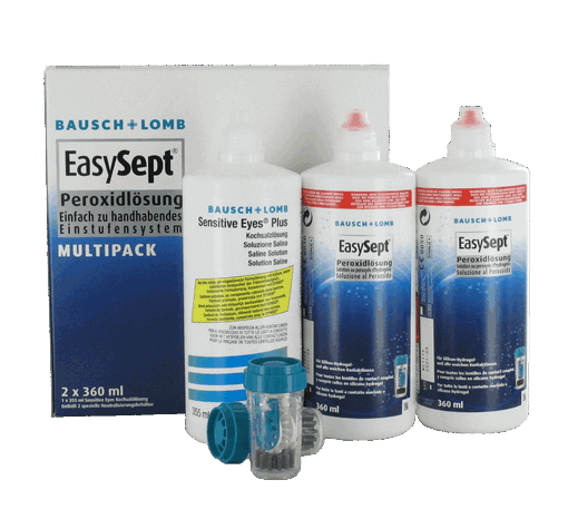 EasySept Multipack (2x360ml+1x355ml Sensitive Eyes+2 Behälter)