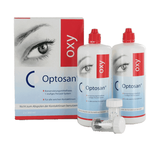 Optosan Oxy (2x360ml+2 Linsenbehälter mit Platindisk)