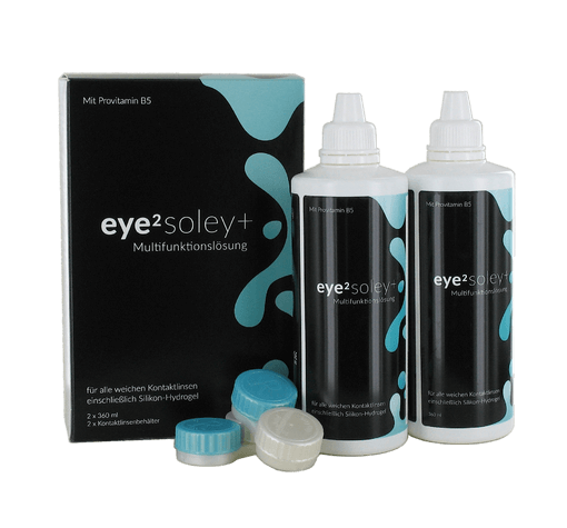 eye2 soley+ Multifunktionslösung (2x360ml + 2 flache antibakterielle Behälter)