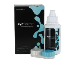 eye2 soley+ Multifunktionslösung Reisepack (1x90ml + 1 flacher antibakterieller Behälter)