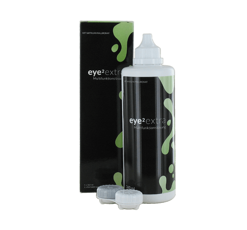 eye2 extra Multifunktionsloesung mit Hyaluron (1x360ml + 1 flacher Behälter)