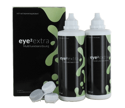 eye2 extra Multifunktionsloesung mit Hyaluron (2x360ml + 1 flacher Behälter)
